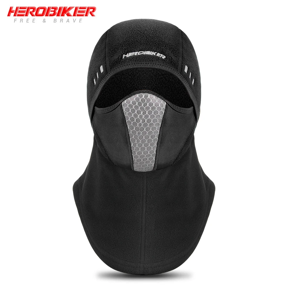 MTT-0030B Black HEROBIKER Балаклава мотоциклетная маска для лица из флиса в байкерском стиле Термальность для лица с защитой от ветра для мальчиков и девочек штормовки-осень-зима мотоциклетная маска - Цвет: MTT-0030B Black