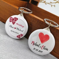 130pcs personalized name date keychain with mirror custom wedding favors and gifts wedding gifts for guests wedding souvenirs