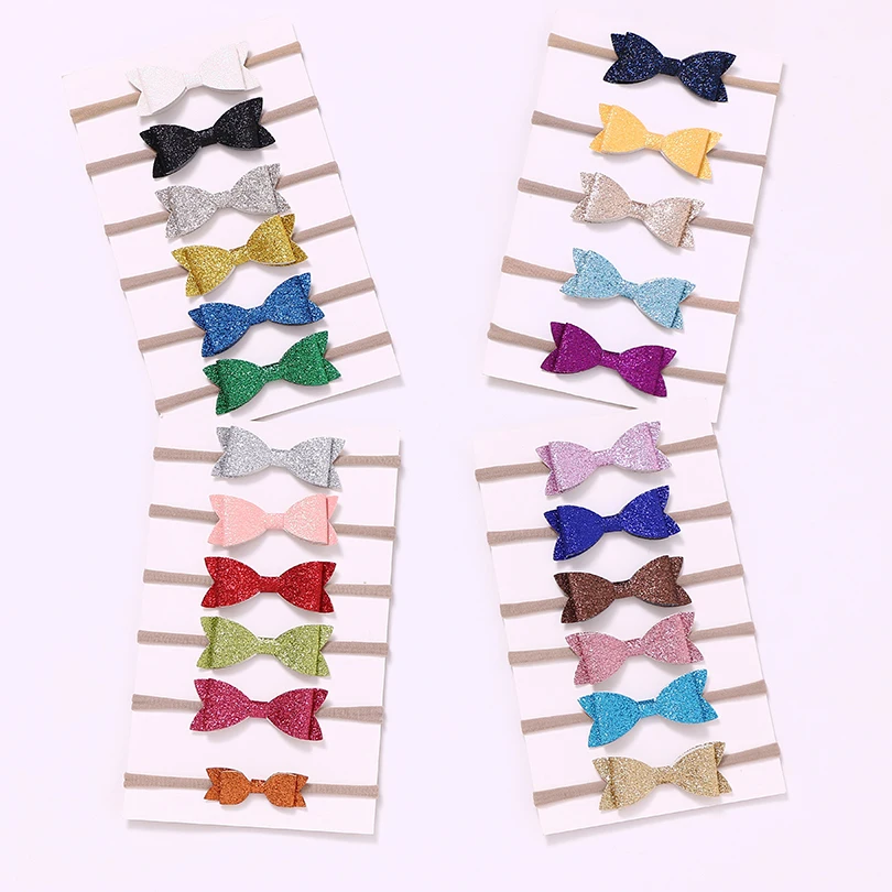 10 шт./компл. 24 цвета Детская ручной работы женские блестящие кожаные Samll повязка