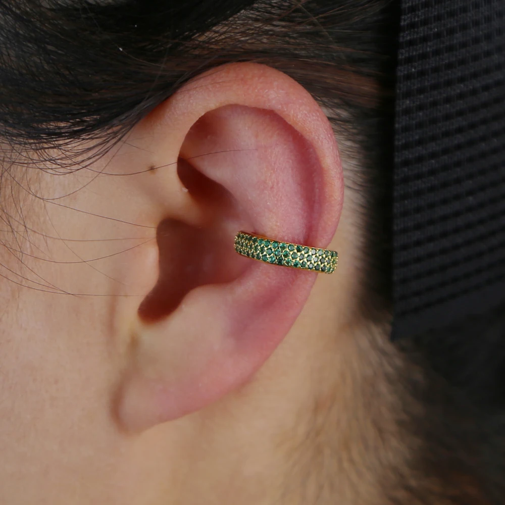 Серьга-клипса с квадратным фианитом Женская геометрическая форма без пирсинга