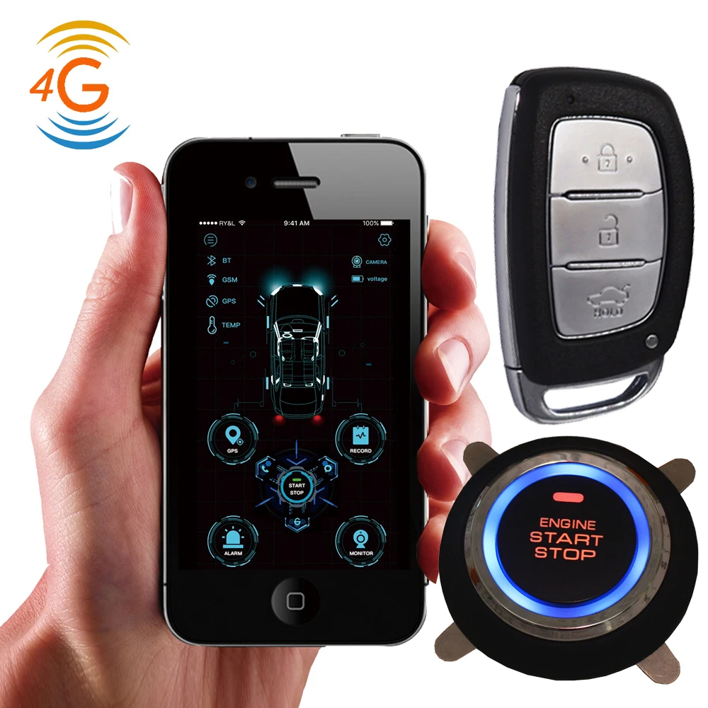 Cardot 4g смартфон gsm& gps автосигнализация дистанционный стартер Кнопка пусковой остановки Пассивный бесключевой вход