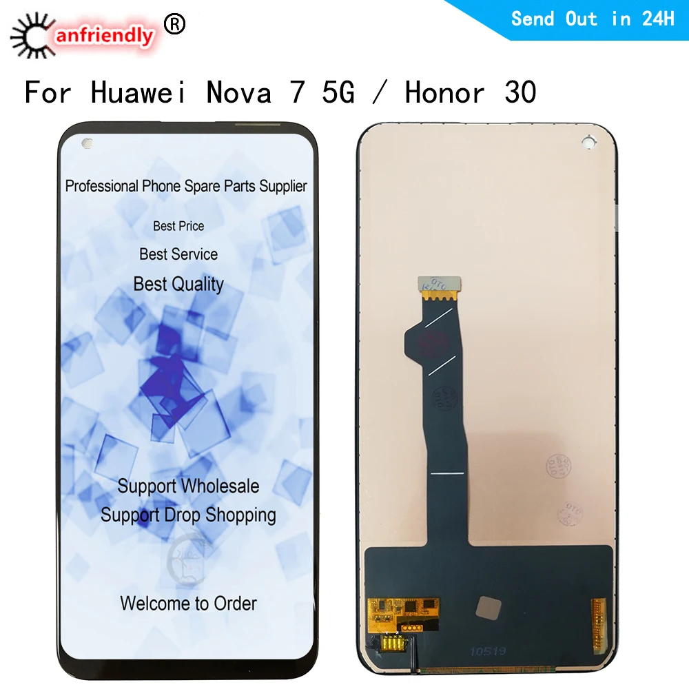 Pantalla LCD de 6,53 pulgadas para m&oacute;vil, digitalizador de pantalla t&aacute;ctil con marco de montaje, para Huawei nova 7, 5G, JEF-AN00, NX9, AN20, Honor 30 BMH-AN10-0