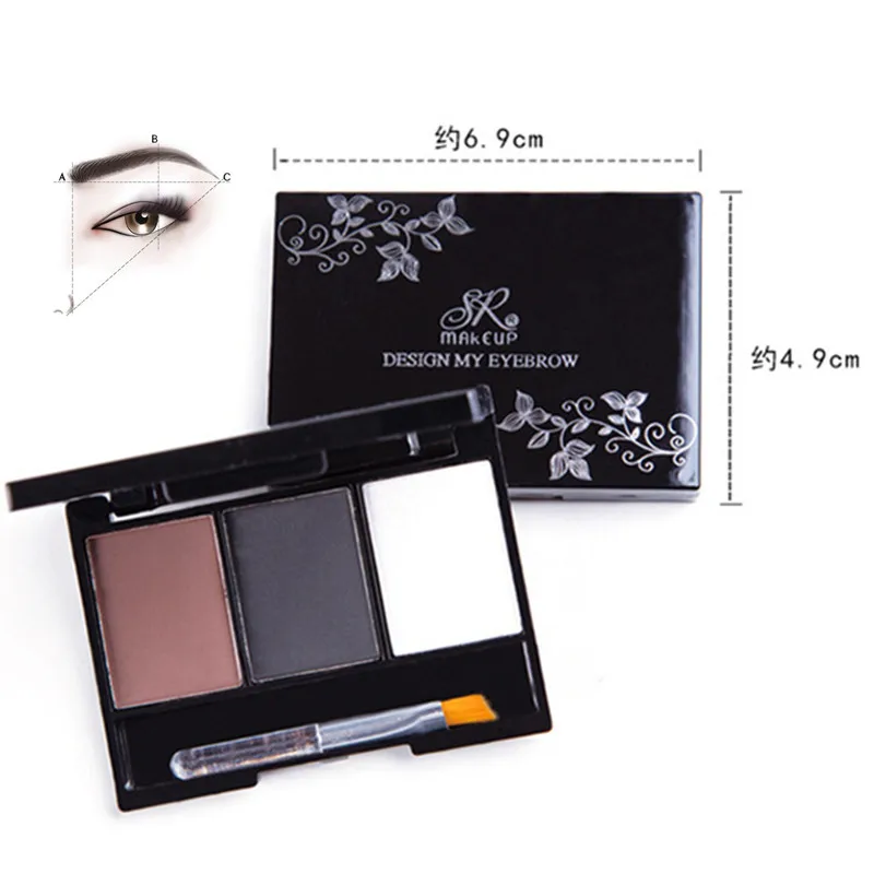 Палетка теней для бровей 3 цвета косметика брендовый усилитель профессиональные