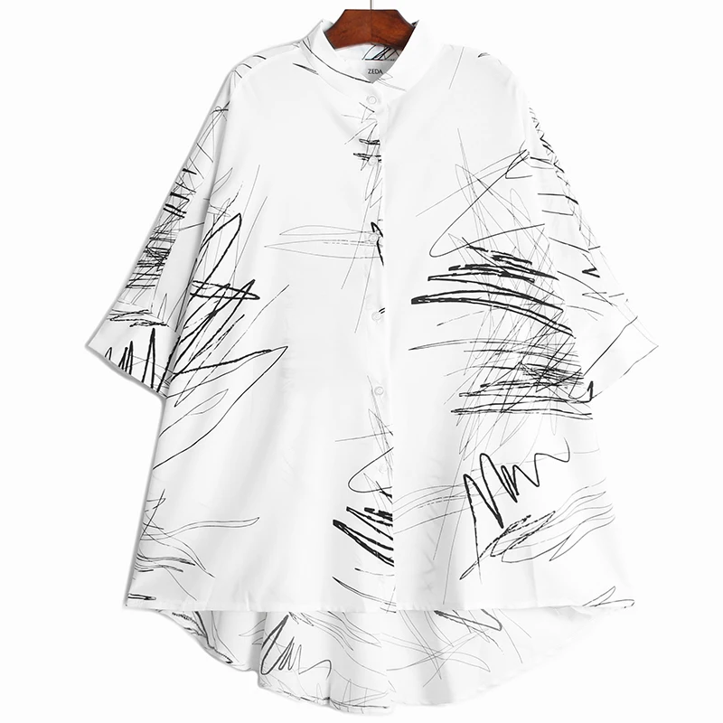 

VANOVICH Printed Shirt Women Summer New 2021 Wild Casual Ladies Blouses and Tops Chiffon Europe Women Clothing