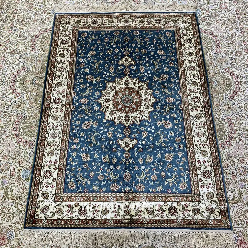 Yilong 2 7 &quotx 4&quot ручной УЗЕЛКОВЫЙ персидский синий ковер изысканный турецкий