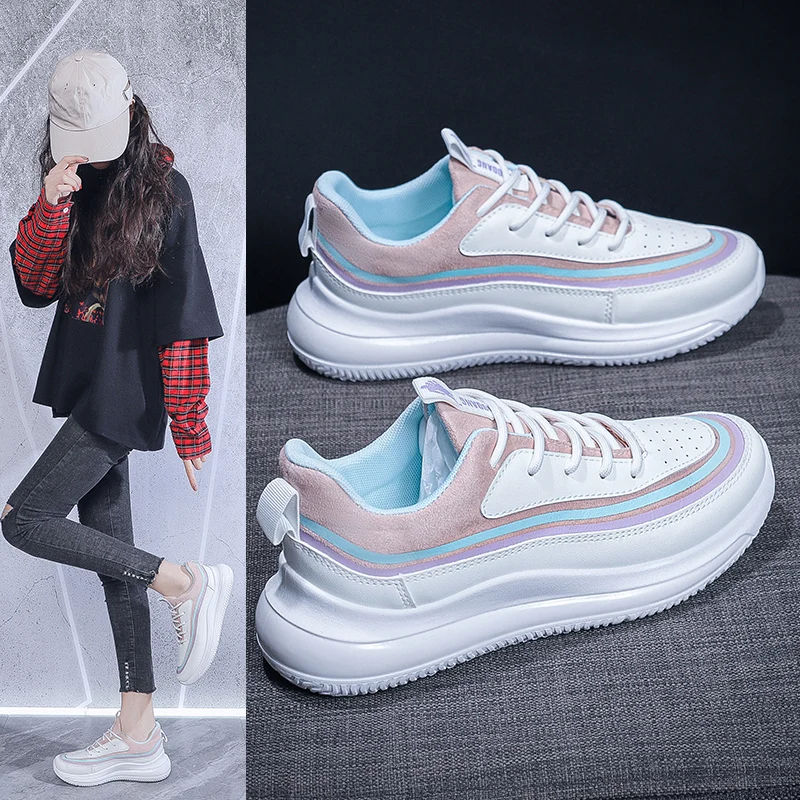 

Женские кроссовки 2022, Высококачественная кожаная Вулканизированная обувь, модная повседневная Нескользящая универсальная обувь с бархатн...