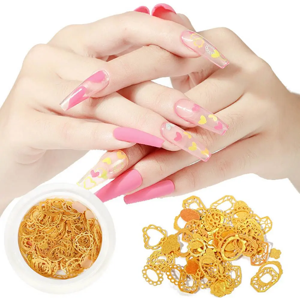 

Hot DIY Manicure 3D Nail Sequins Geometric Patterns Wood Pulp Chips Love Heart Design