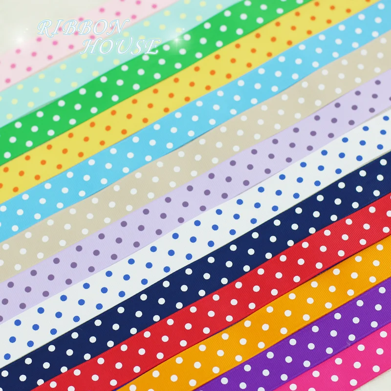Лента Grosgrain широкая (22 мм) в горошек печатные ленты с точками 4 метра | Дом и сад