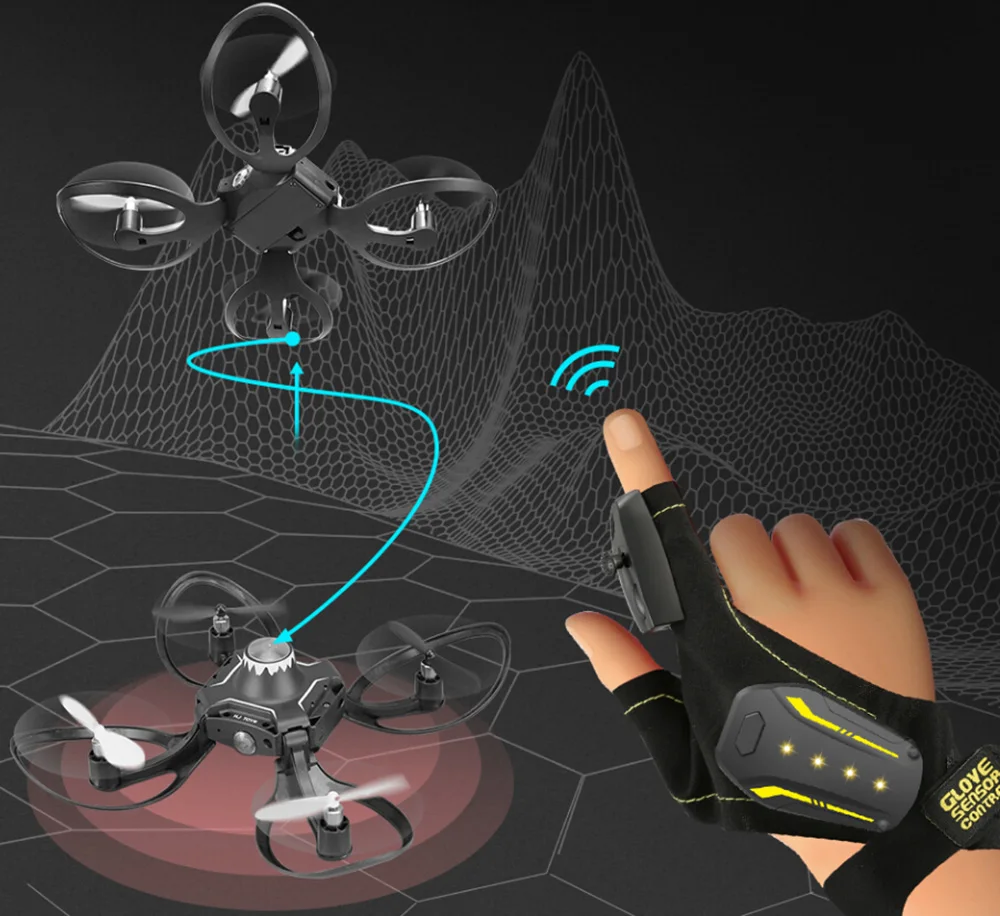 Ру вертолеты 2 4G перчатка датчик Дрон простой складной маленький и портативный