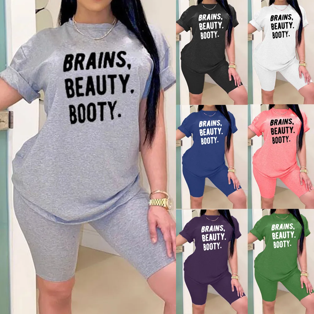 Новинка 2020 женский спортивный костюм с буквенным принтом комплект из 2 предметов