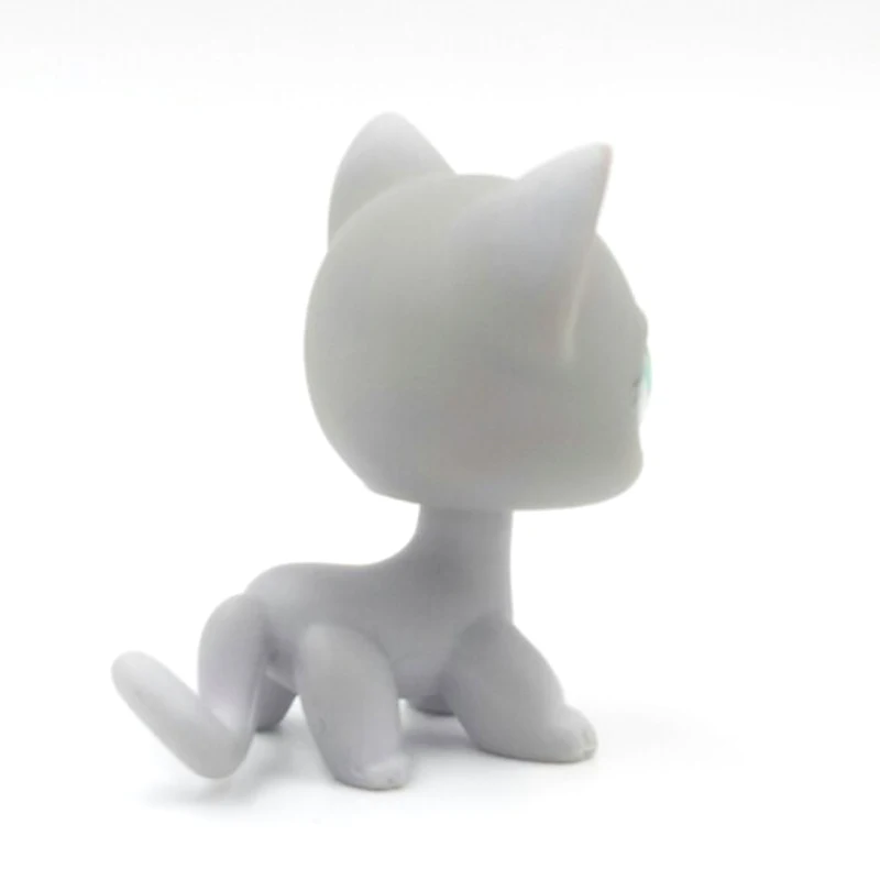 

LPS CAT rare Littlest pet shop cute toys #126 mini short hair cat standing grey kitten green eyes cute gifts animal figure