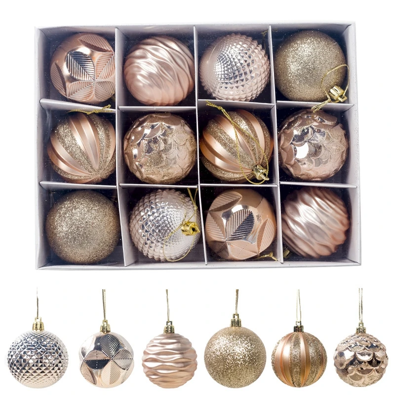 

12Pcs Christmas Balls for Home Decorations Fashion Bauble Hanging Ornaments Party Pendant for Xmas Gifts Esferas De Navidad