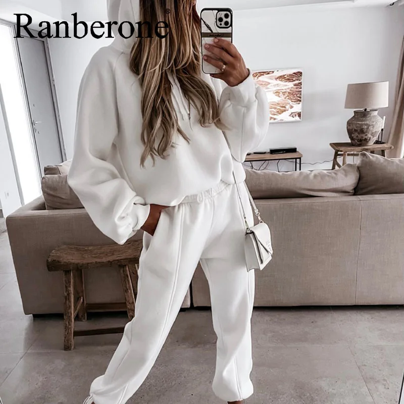 

Ranberone 2 Piece Sets Autumn Women Sports Warm Suit Casual Hoodies Sweatshirts Jogging Pant Outfits Sweatpants Tracksuits
