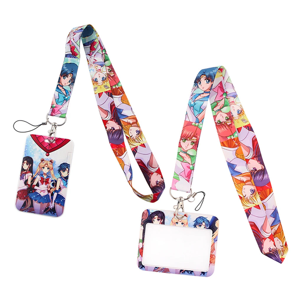 

ER826 Cartoon Moon Girl Lanyard Card ID Holder Car KeyChain ID Card Pass Gym Mobile Phone Badge Key Ring Holder Jewelry