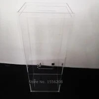 Tall Floor Standing Acrylic Ballot Box Donation Box With Open Hinged Door Durable Lockable Storage Box For Voting Charity
