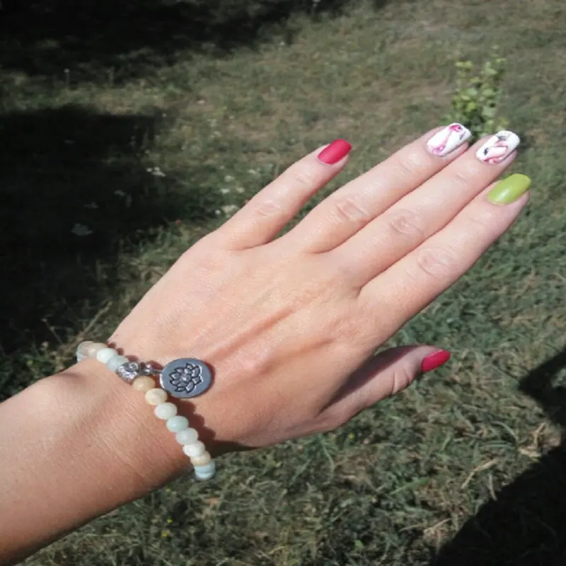 Матовая амазонит камень браслет на веревке для йоги мала чакр OM Лотос Будды