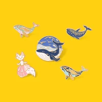 dreamy whale enamel pins sky custom creative brooches for women lapel pins jewelry accessories backpack gift for friend