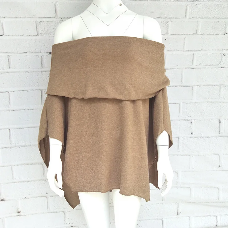 

Women Tops Slim Off Shoulder Irregular Hem Casual Shirts for Summer BMF88