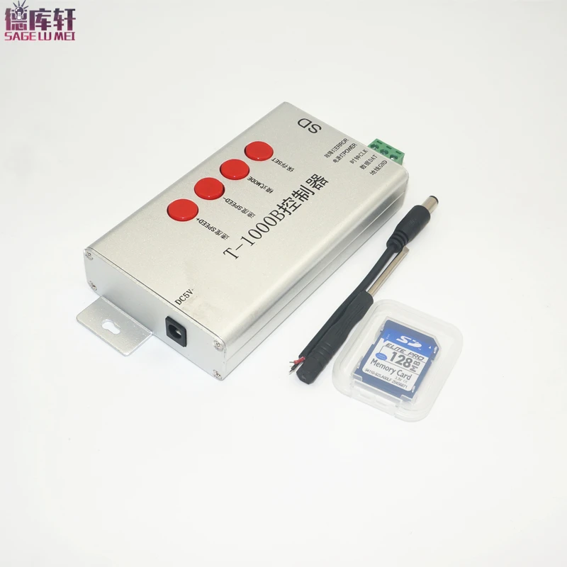 T1000B SD карты T-1000B DMX512 RGB контроллер WS2801 WS2811 WS2812B LPD6803 8806 светодиодный полосы цифровой светодиодный 2048 Пиксели DC5V-24V