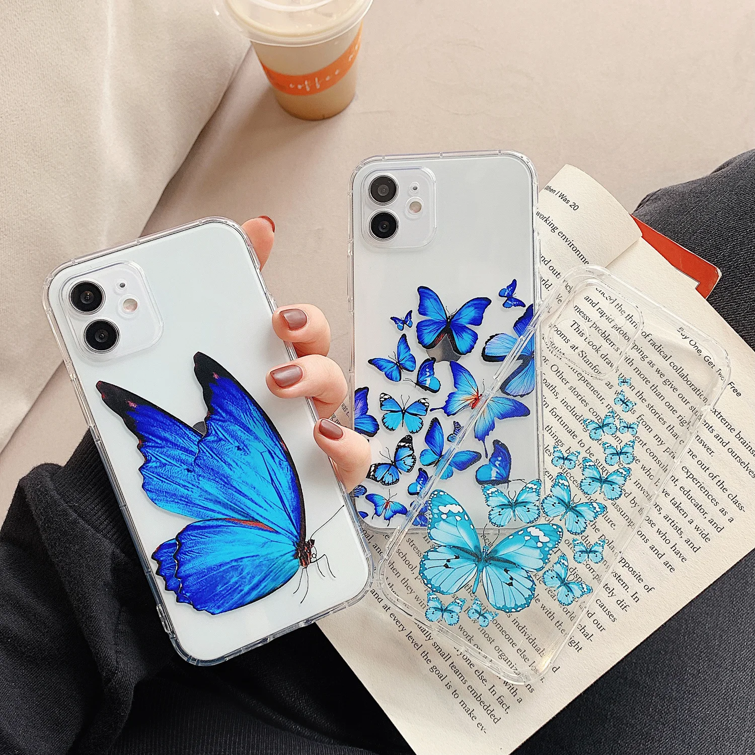 

Ins Simple Butterfly Case for Apple IPhone 12 11 XS Pro Max Transparent Case for IPhone 7 8 Plus X XR Soft TPU Phone Case