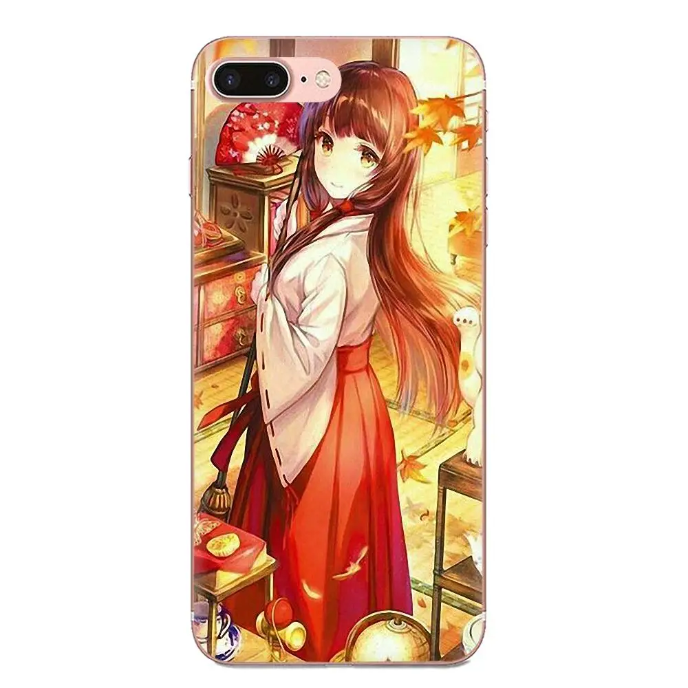 Чехол милые аниме из мультфильмов большие глаза кимоно девушка для Apple iPhone 4 4s 5 5C 5S