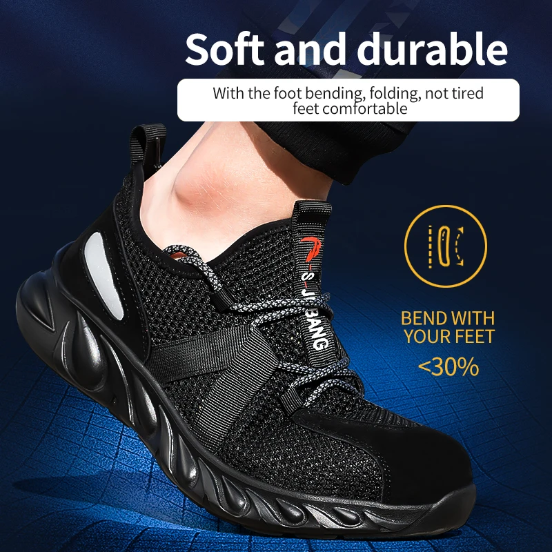 

Dropshipping Men Summer Safety Shoes Steel Toe Casual Shoes Puncture-Proof Light Weight Work Safety Sneakers For Men