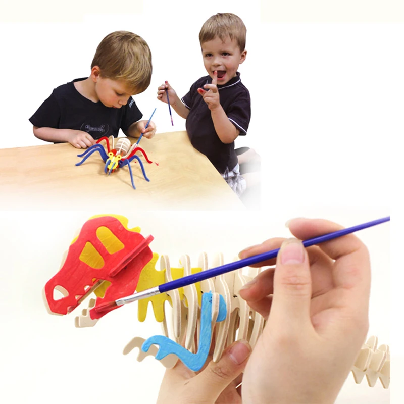 DIY 3D деревянная головоломка для детей головоломки детские игрушки деревянные машины грузовик животные пазлы Игрушки Обучающие Модели Строительные наборы для детей