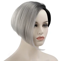 grey short black wigs for women synthetic hair female heat resistant fiber color ombre grey wig cosplay