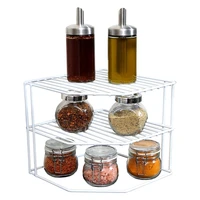 3-Tier Kitchen Corner Shelf Rack-Metal Frame-Rust Resistant Finish-Cups  Dishes  Cabinet Pantry Organization-Kitchen