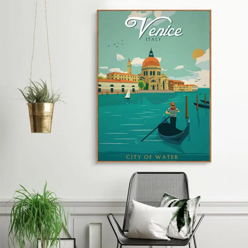 Нью-Йорк Голландия Амстердам Лондон холст картина ретро Европа Америка