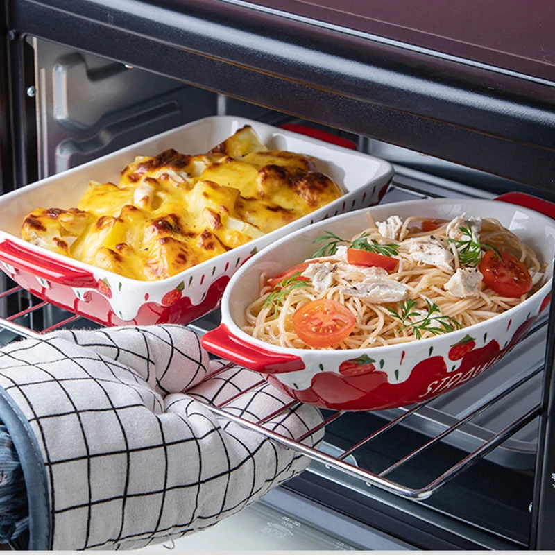 Керамическая посуда овальная квадратная бинауральная форма для выпечки риса