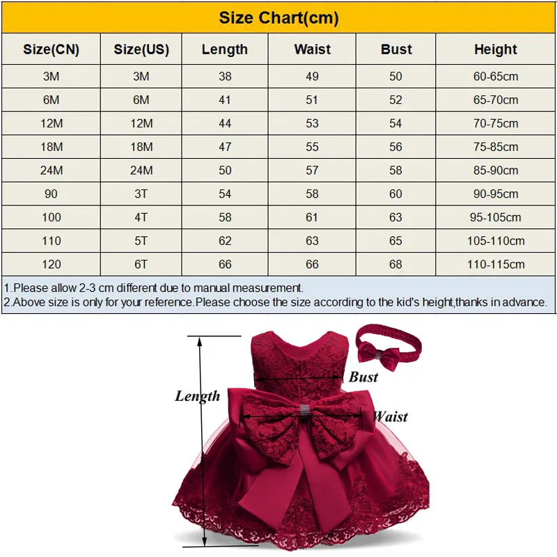 Elegant Baby Girls Dresses For Girls Toddler Girl Wedding Evening Party Sweet Dress Kids Ball Gown Birthday Xmas Bow Red Dress