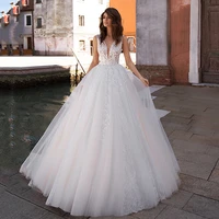 lorie gorgeous appliqued lace wedding dress 2020 ball gowns v neck princess bridal gowns vestido de novia open back