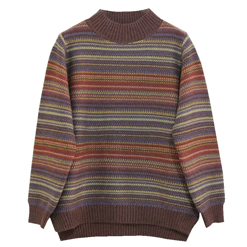 

Fashion Casual Student Turtleneck Sweater 2020 New Autumn Winter Loose Long-sleeved Warm Pullover Knitted Stitching Women Tops