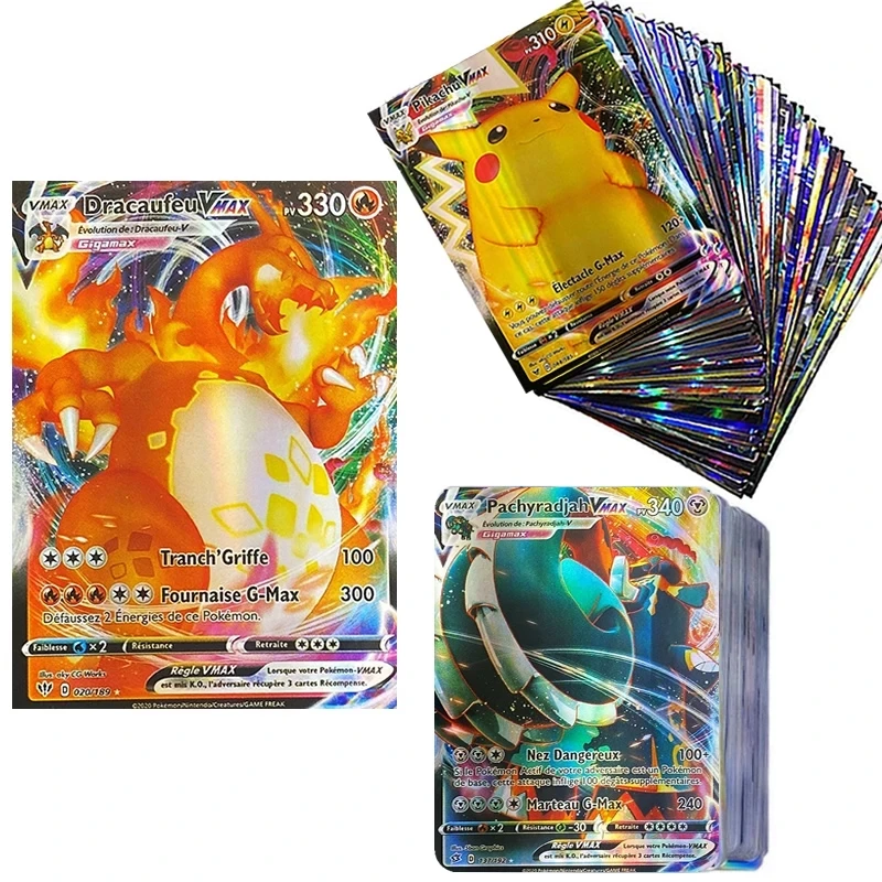 

Pokemon V Vmax коробка для карточных игр французская Глянцевая серия Огненный Дракон карточная игра детский праздничный подарок