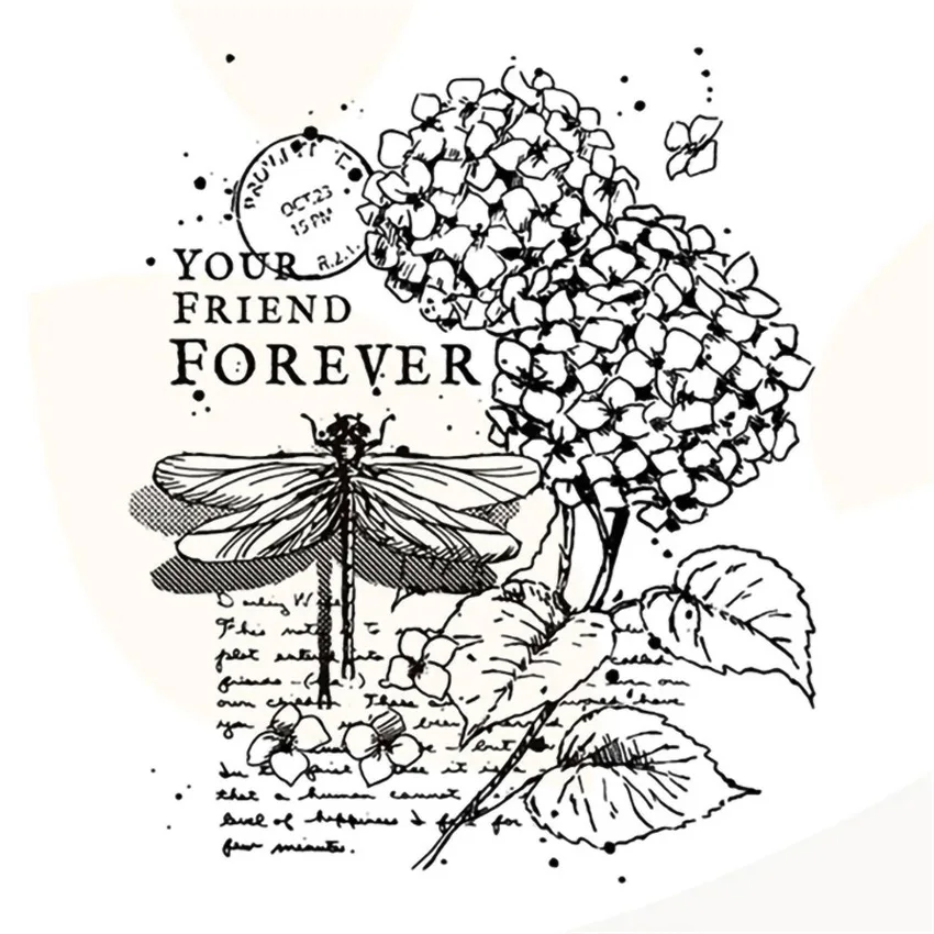 

Винтаж завод цветок стрекоза прозрачный силиконовый штамп для изготовления открыток DIY Скрапбукинг фотоальбом декоративный светильник