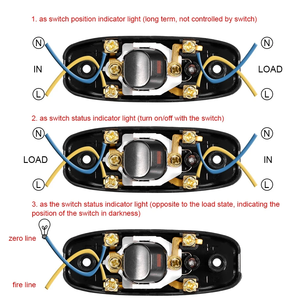 

250V 10A Inline ON/OFF Table Desk Light Cord Cable Switch With LED Indicator Light Fit For Table Light Mirror Light Wall Light