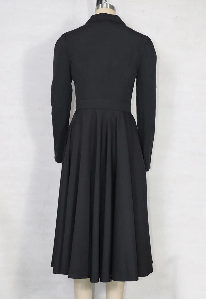 

Women split button down long sleeve v neck high waist asymmetrical swing dress sukienka Casual party midi dress 2020
