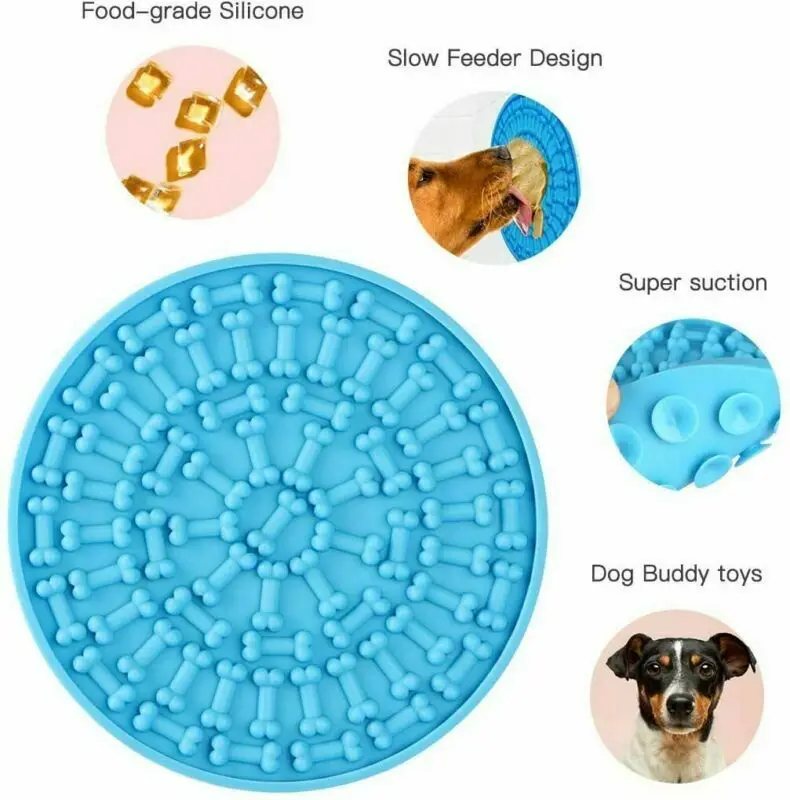 Dog Lick Pad Slow Feeder Mat for Dogs Durable Silicone with Strong Suction Licking Pet Bathing Groom | Дом и сад