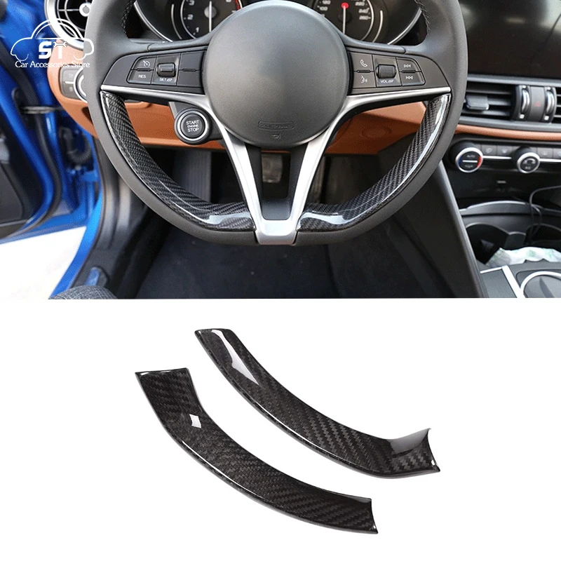 

Real Carbon Fiber Style Car Steering Wheel Decoration Frame Strip Cover Trim For Alfa Romeo Giulia Stelvio 2017-2019 Accessory