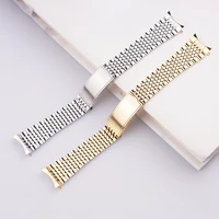 rolamy 18mm 20mm 316l stainless steel hollow curved end replacement wrist watch band bracelet strap for vintage omega geneve