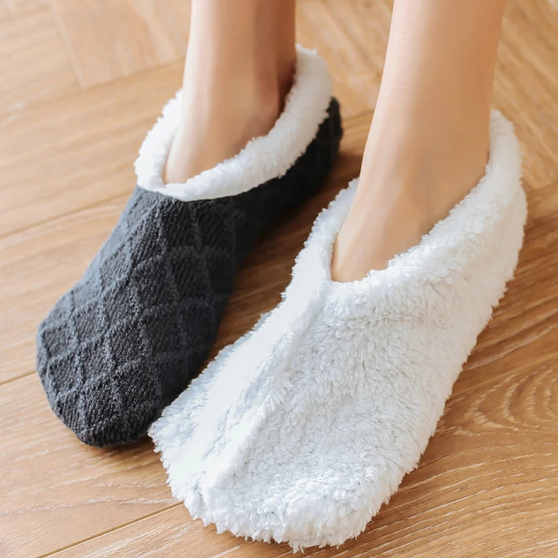 Men Women Thicken Winter Warm Wool Socks Non Slip Indoor Floor Soft Casual Slipper Hosiery Women's Warm Socks Dropshipping