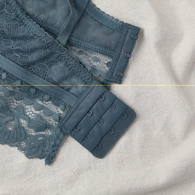 

Wriufred Sexy Lace Ultra-thin Lingerie Sets No Sponge Transparent Bra Ladies Underwear Set Large Size Push Up Underwire Bralette