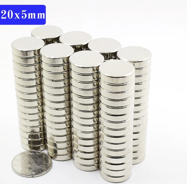 50 шт./лот сильный дисковый магнит 20x5 мм N38 редкоземельный неодимовый 20*5