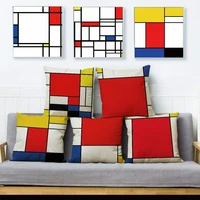 mondrian yellow geometric stitching throw pillow cushion covers pillows cases