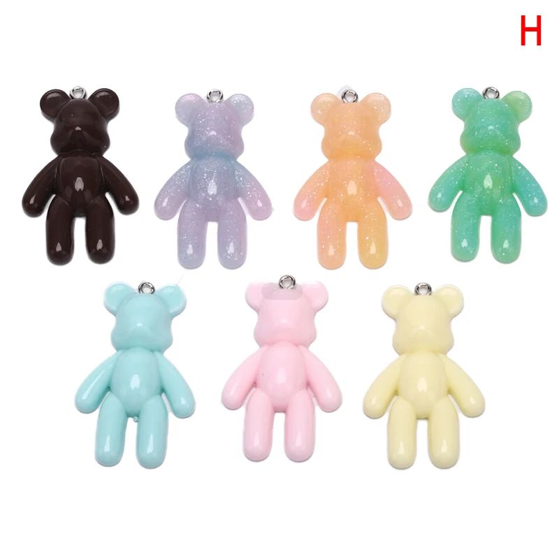 10 шт. кавайное ожерелье из смолы с маленьким медведем Подвески DIY украшения