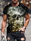 2021 Повседневная модная мужская футболка с 3D принтом, Повседневная Уличная футболка с коротким рукавом и принтом черепа