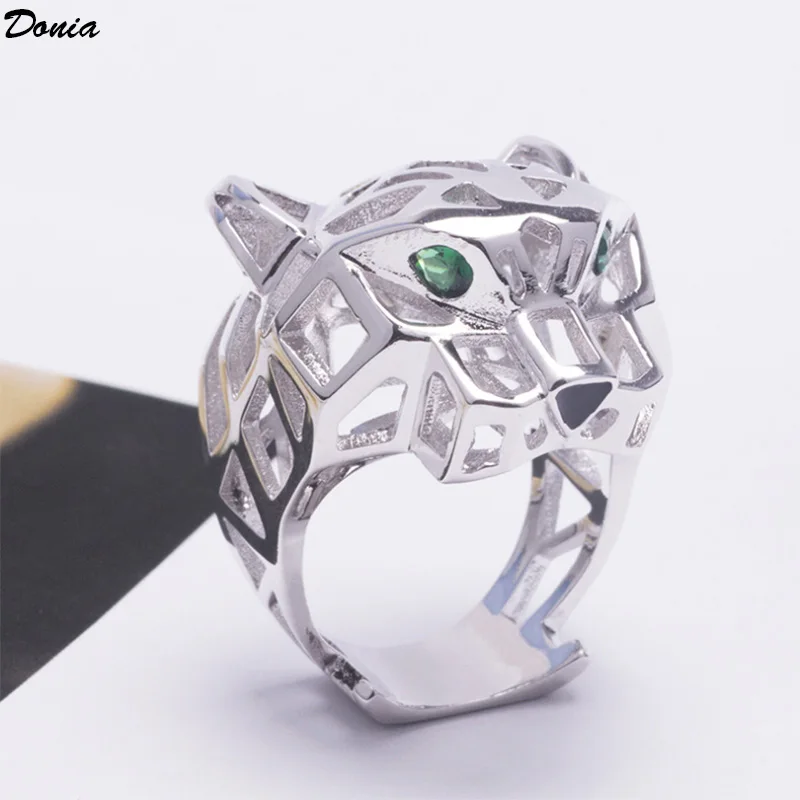 

Donia jewelry European and American hollow leopard ring copper AAA zircon ring luxury new leopard couple ring