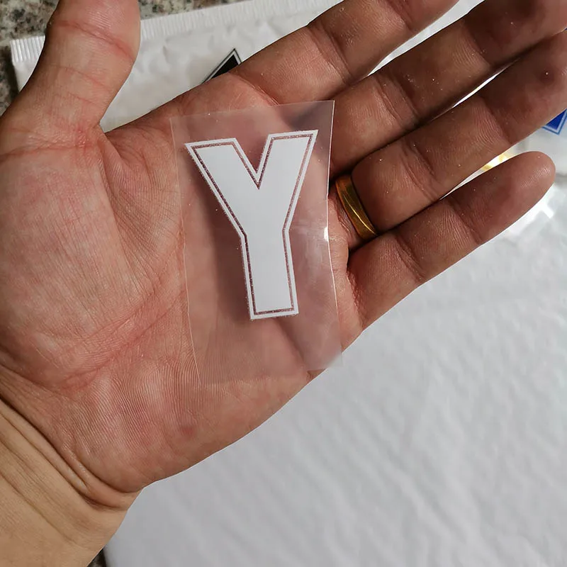 Y 5 см белый цвет буквы A-Z термонаклейки название Спортивная тканевая наклейка Горячая теплопередача DIY термоклейкие для одежды сумка обувь - Цвет: Y