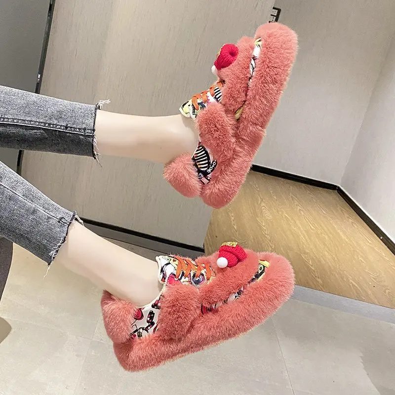 

2020 new early autumn hairy single shoes girl princess wind ins cotton shoes female thick-soled Korean peas shoes bread shoes